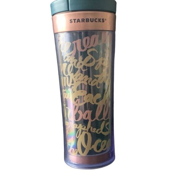 Vintage Starbucks 2009 Rose Gold, & Green Tale of the Siren Tumbler Travel Mug - Picture 1 of 16